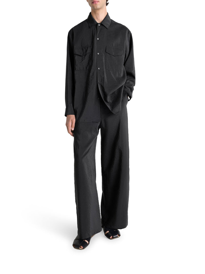 CONVERTIBLE COLLAR SHIRT IN DRY SILK