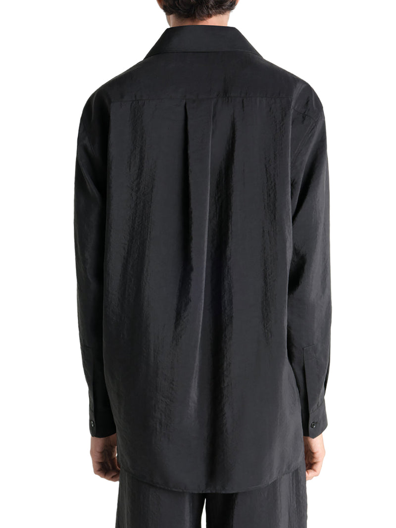 CONVERTIBLE COLLAR SHIRT IN DRY SILK