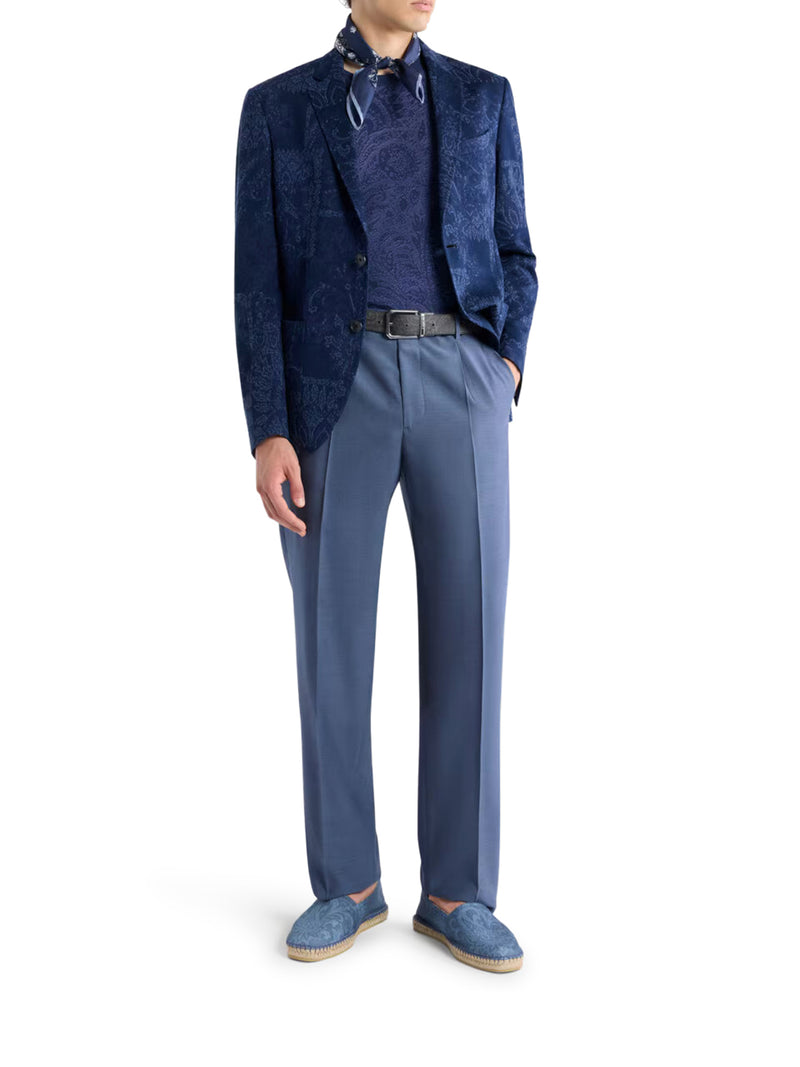 SINGLE-BREASTED JACQUARD COTTON JACKET WITH FLORAL PATTERN