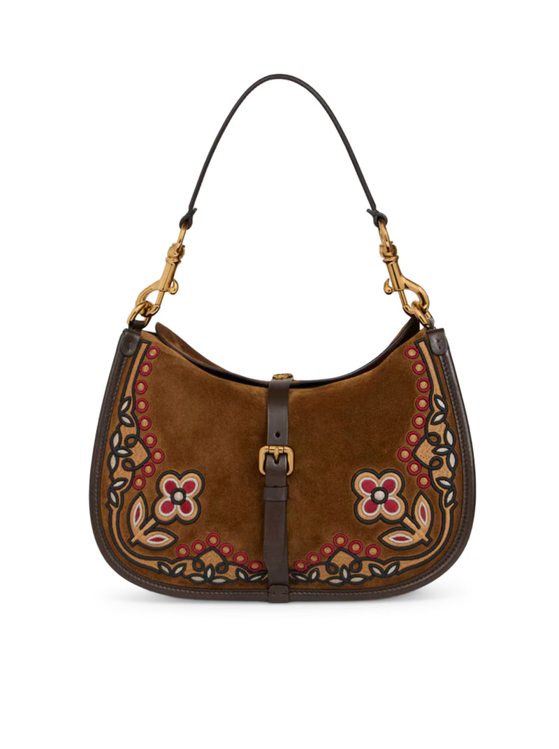 MEDIUM PONY BAG IN SUEDE WITH EMBROIDERY