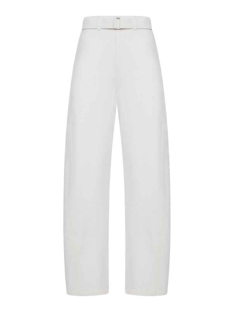 BLEACHED HEAVY DENIM TROUSERS WITH BELT