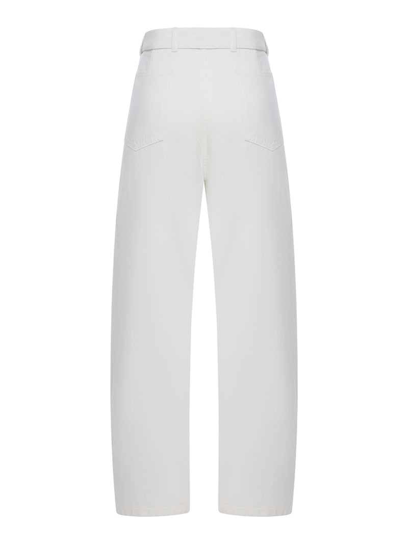 BLEACHED HEAVY DENIM TROUSERS WITH BELT