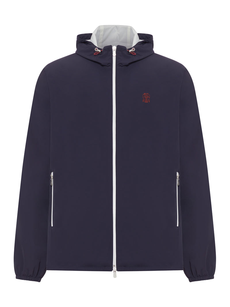 MEMBRANED NYLON JACKET WITH LOGO AND HOOD