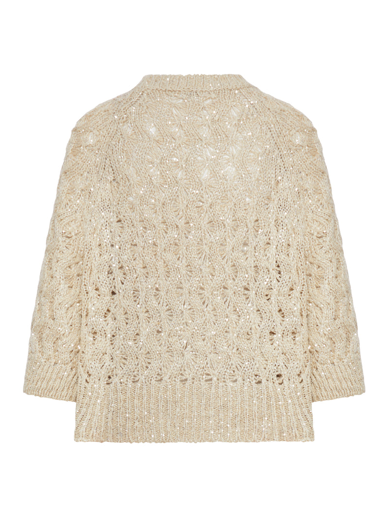 OPEN-WORK KNIT YARN SWEATER