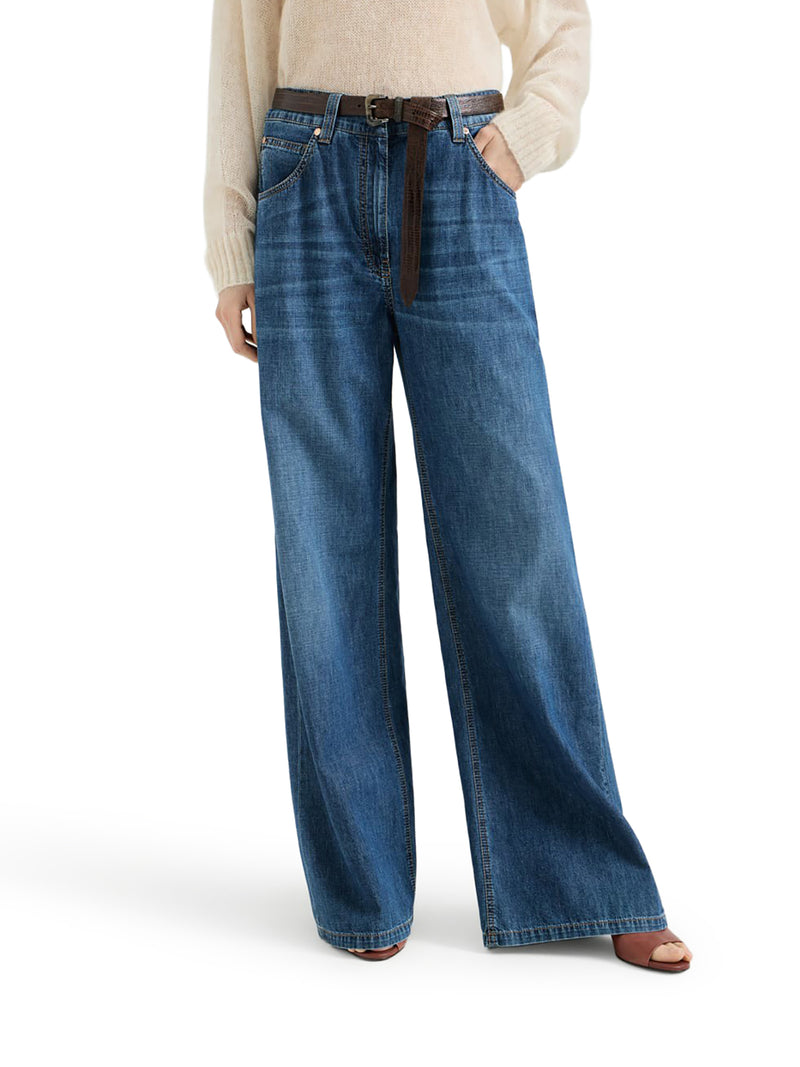 BAGGY LIGHTWEIGHT DENIM TROUSERS WITH FURNITURE