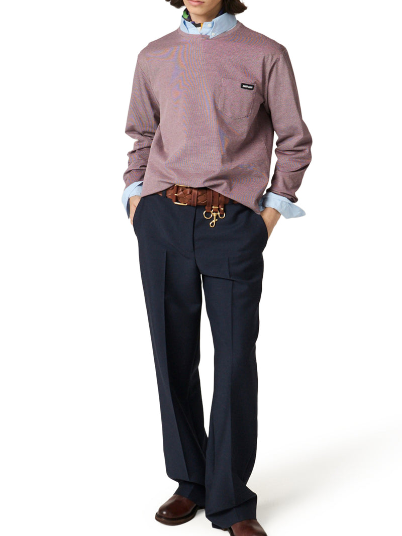 JACQUARD JERSEY T-SHIRT WITH LOGO PATCH