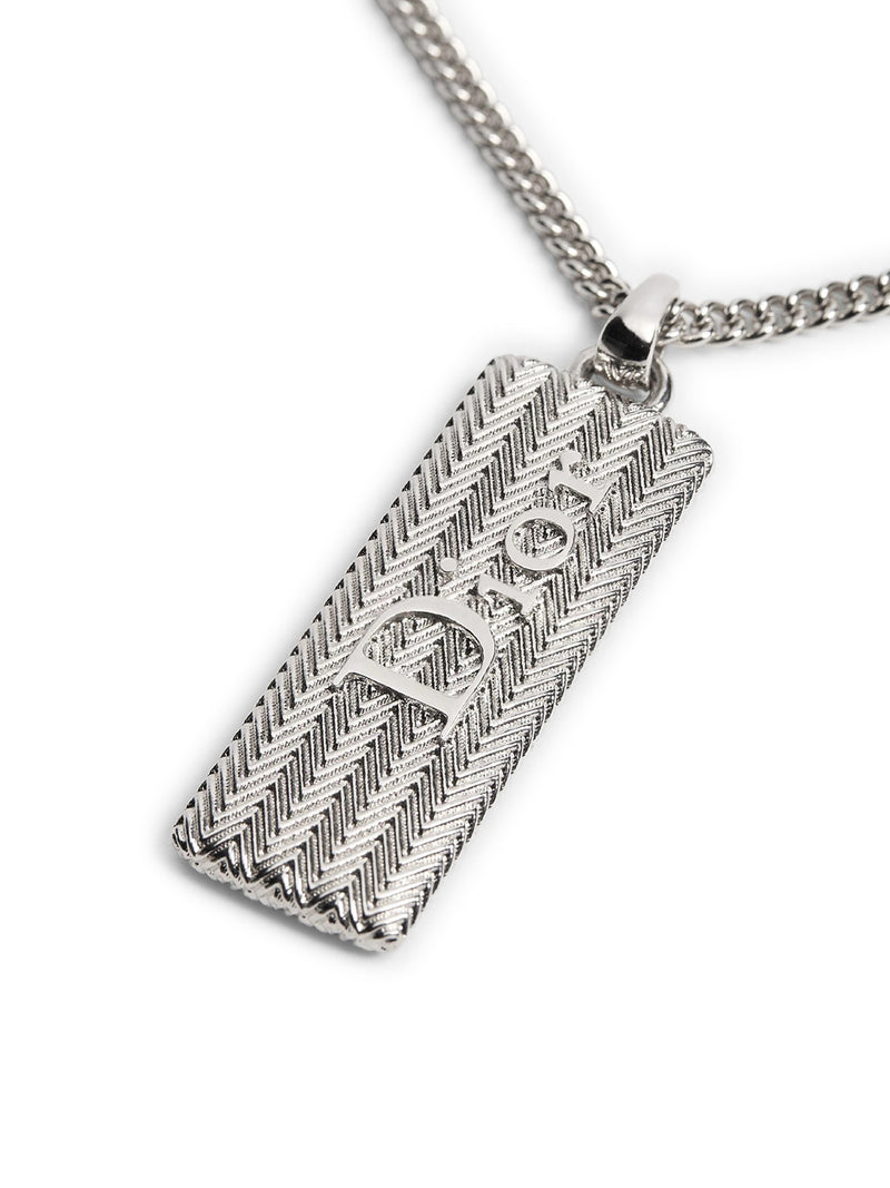 DIOR GUILLOCHÉ PLATE PENDANT NECKLACE