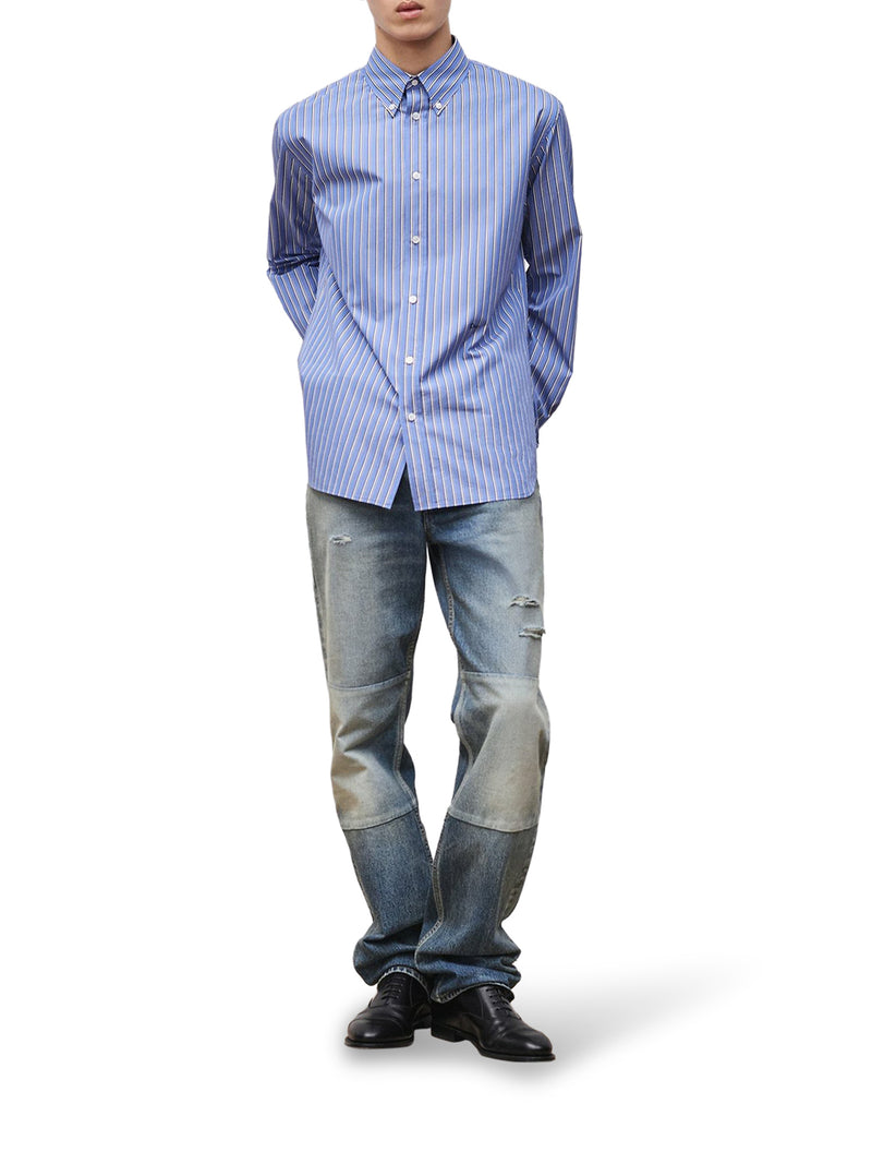 DIOR EMBROIDERED SHIRT IN STRIPED COTTON POPLIN