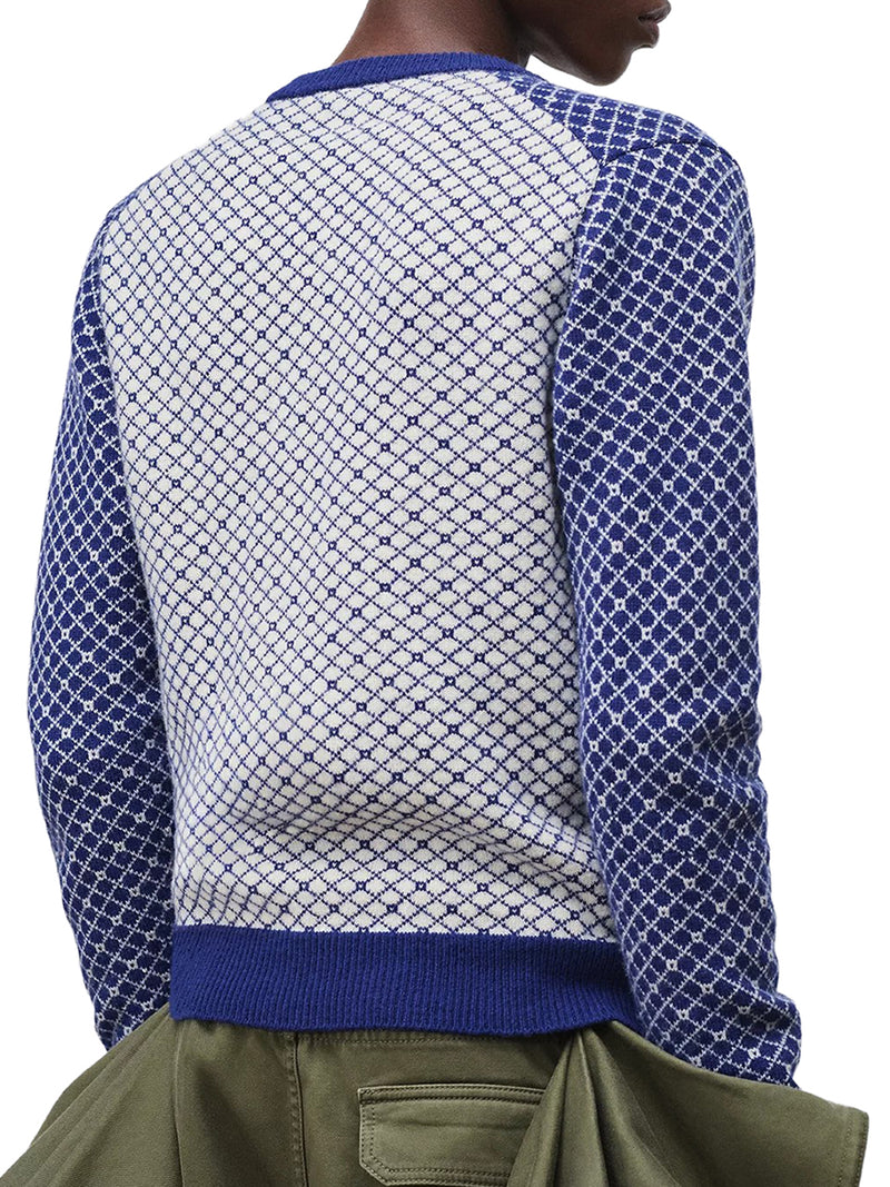 BLUE WOOL JACQUARD SWEATER