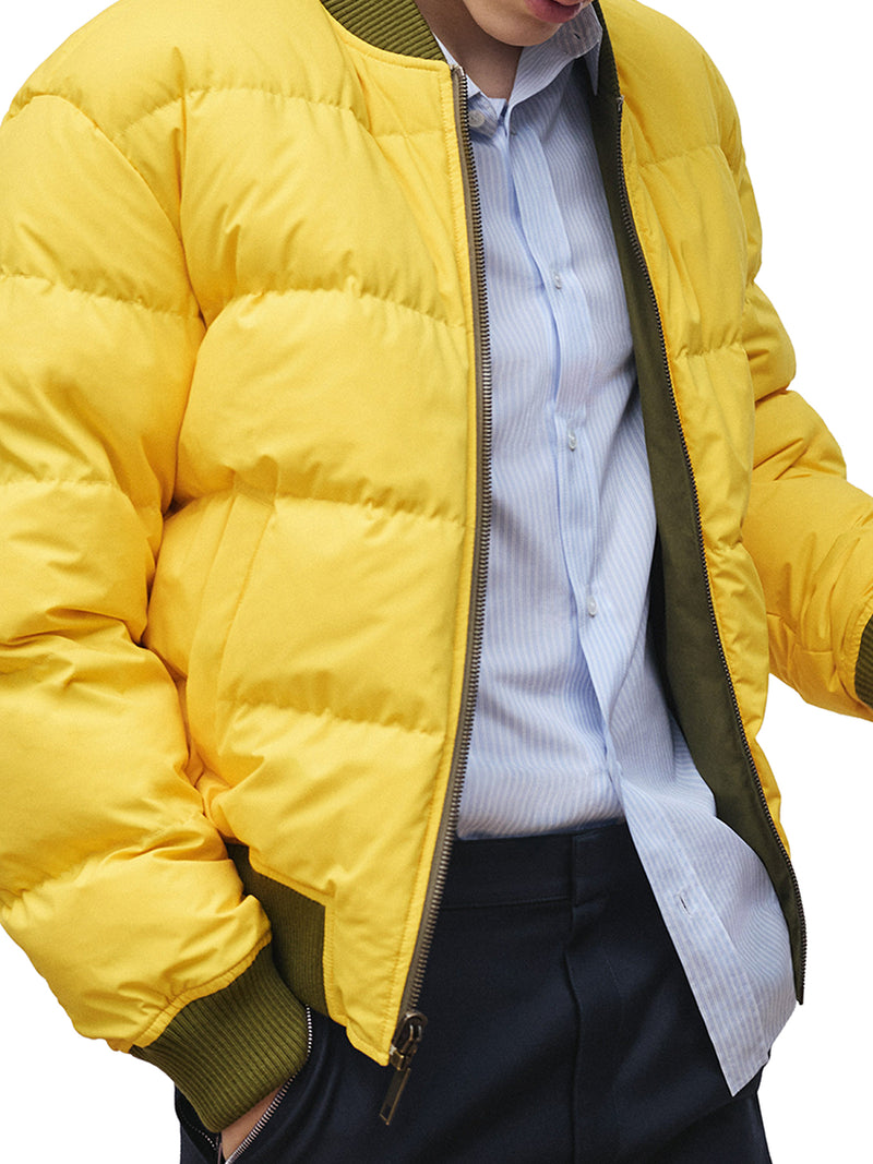 REVERSIBLE PADDED BOMBER JACKET WITH BOOK COVER IN COTTON BLEND