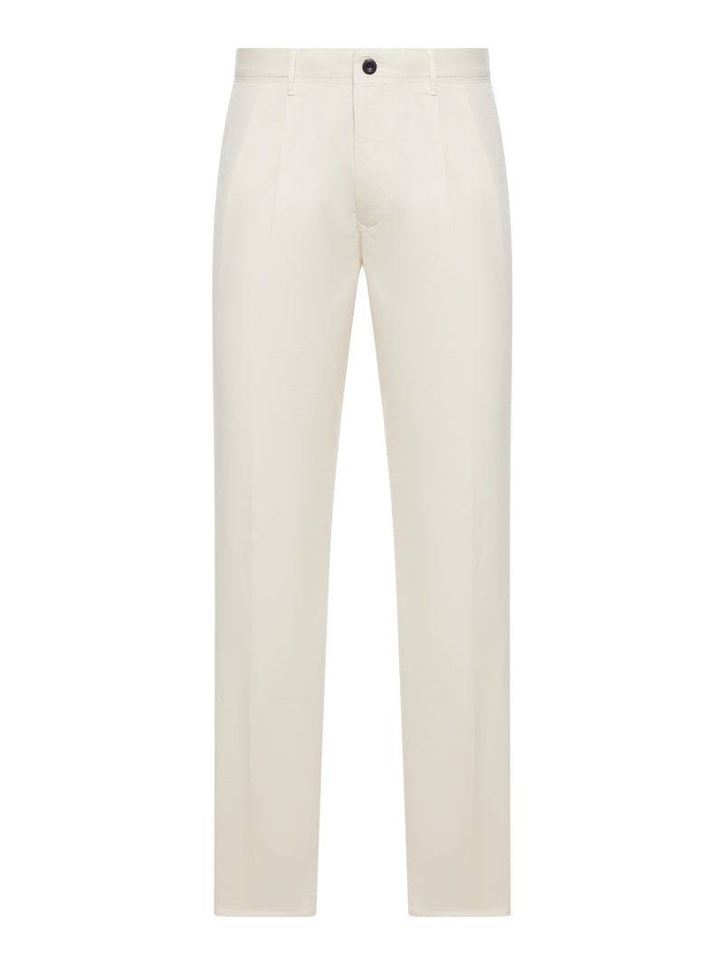 STRAIGHT LEG TAILORED COTTON TROUSERS