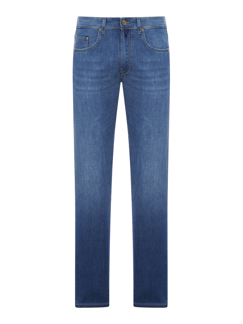 SLIM FIT MEDIUM WASH COTTON DENIM JEANS