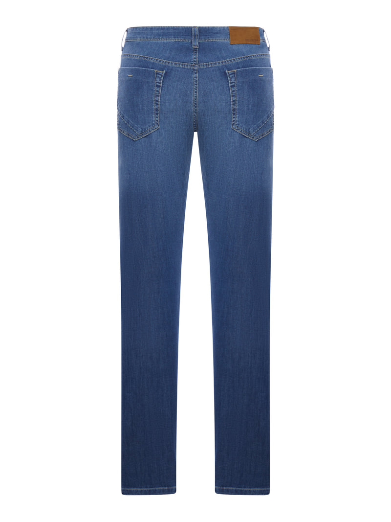 SLIM FIT MEDIUM WASH COTTON DENIM JEANS