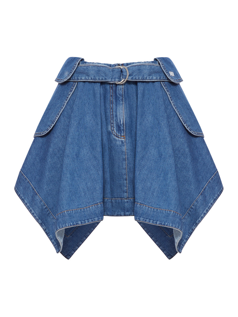 ASYMMETRIC DENIM CARGO SKIRT