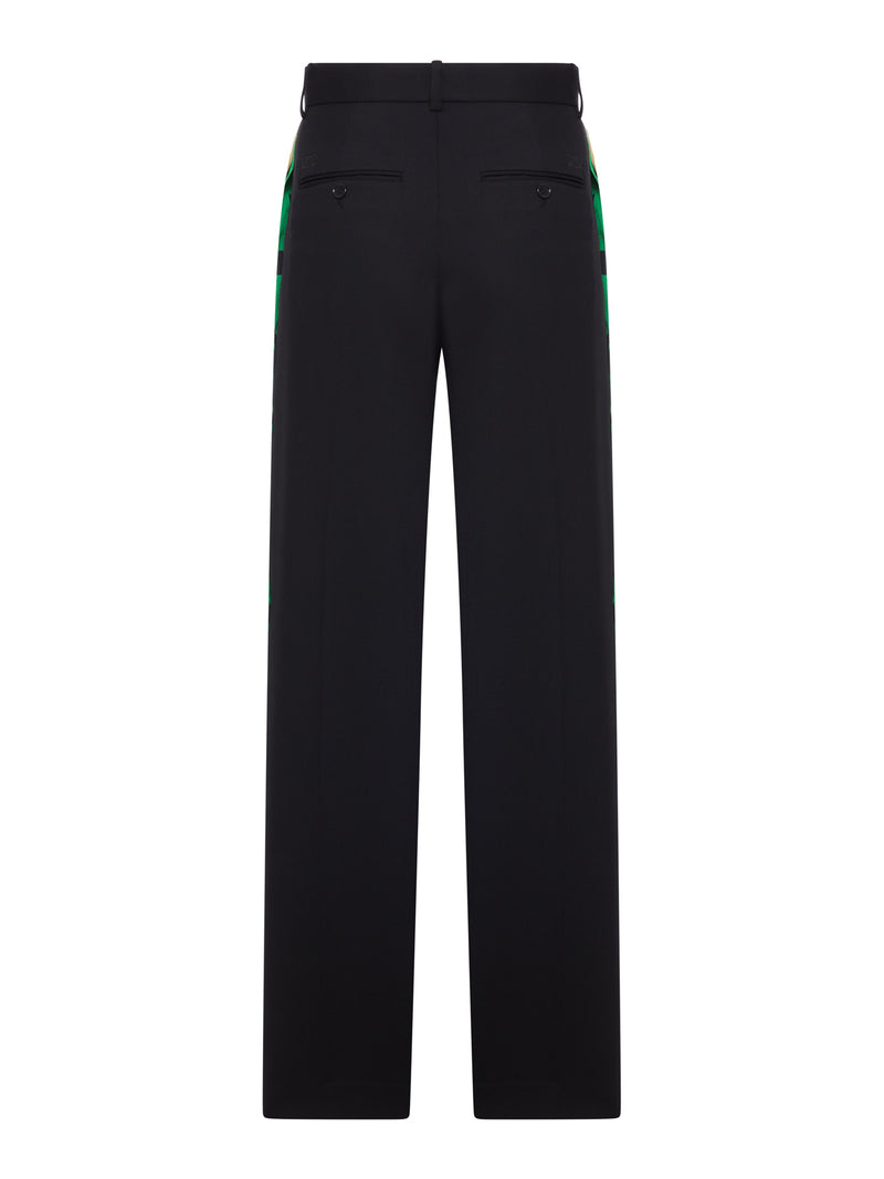 BLACK TAILORED TROUSERS WITH CONTRASTING SIDE BAND