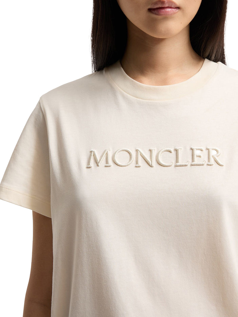 COTTON T-SHIRT WITH EMBROIDERED TONE-ON-TONE LOGO
