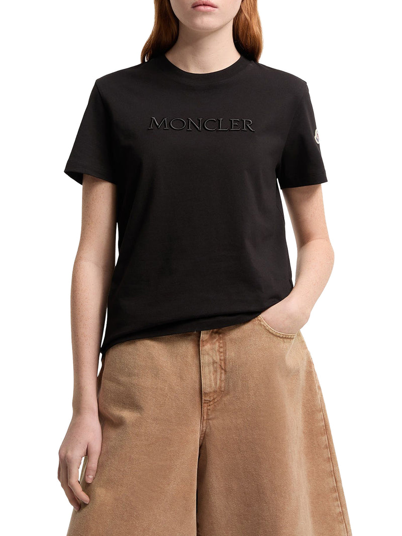 COTTON T-SHIRT WITH EMBROIDERED TONE-ON-TONE LOGO
