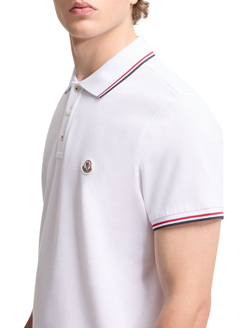 COTTON PIQUET POLO SHIRT WITH TRICOLOR TRIM