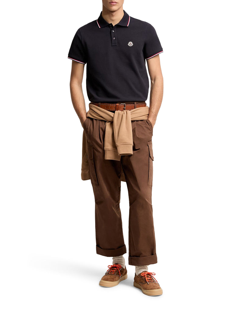 COTTON PIQUET POLO SHIRT WITH TRICOLOR TRIM