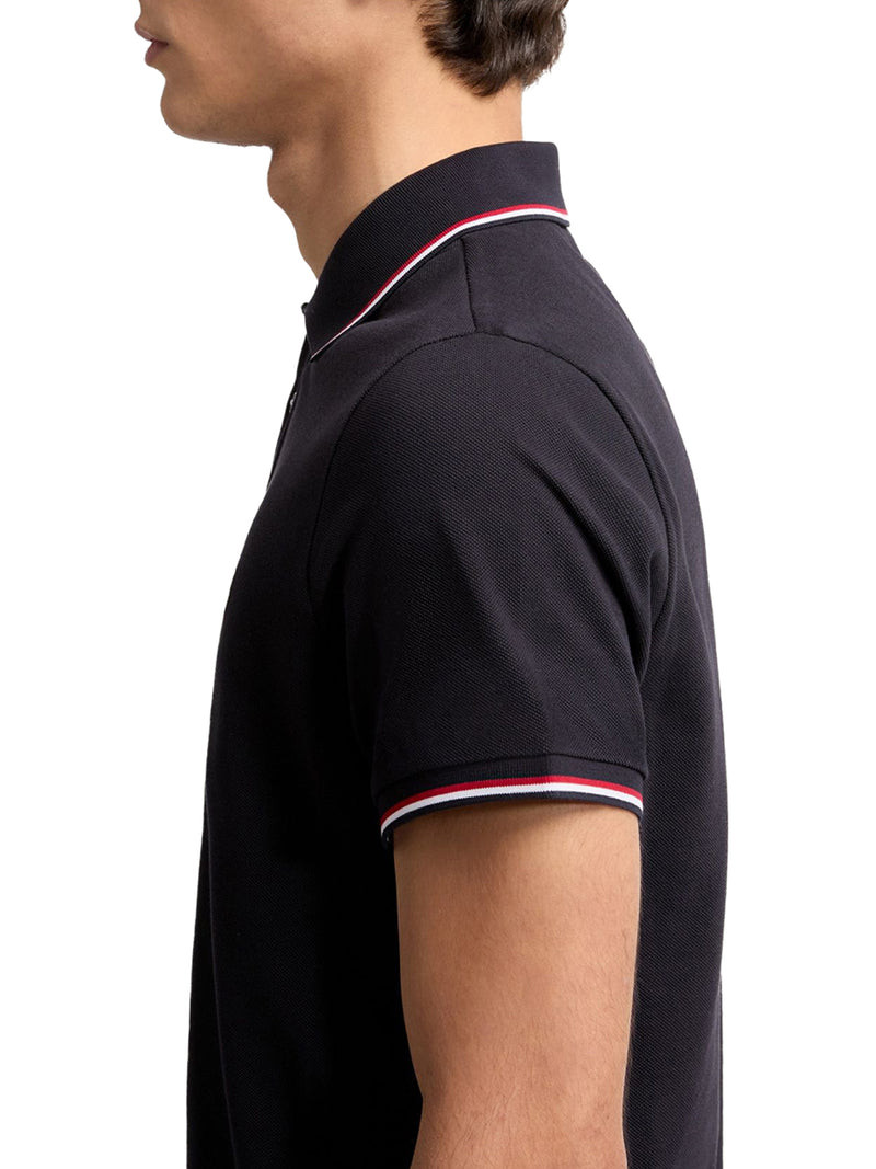 COTTON PIQUET POLO SHIRT WITH TRICOLOR TRIM