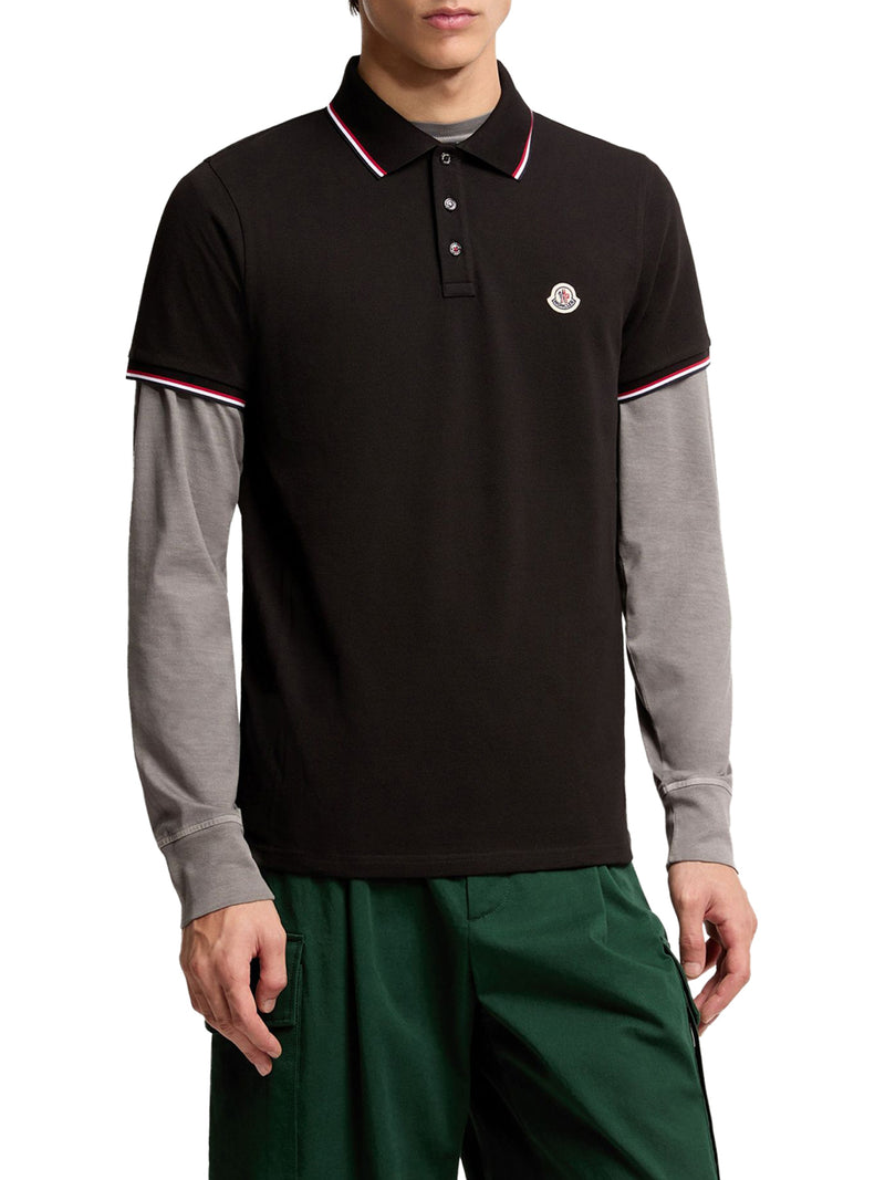 COTTON PIQUET POLO SHIRT WITH TRICOLOR TRIM