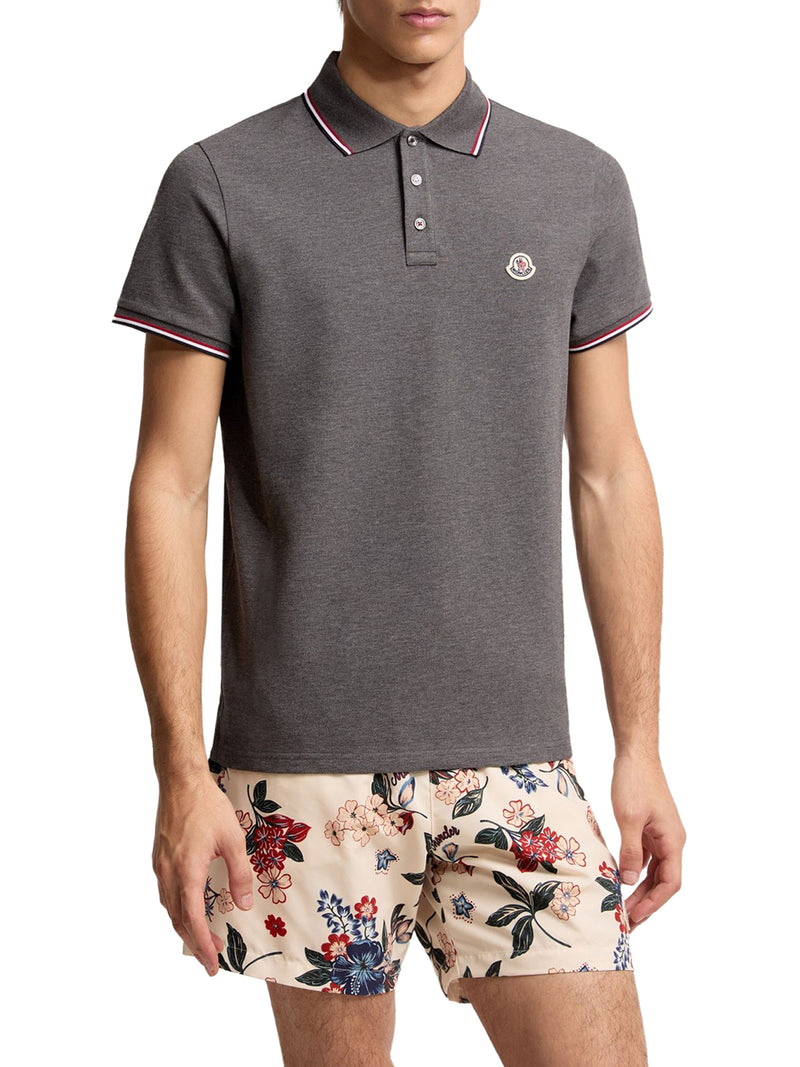 COTTON PIQUET POLO SHIRT WITH TRICOLOR TRIM