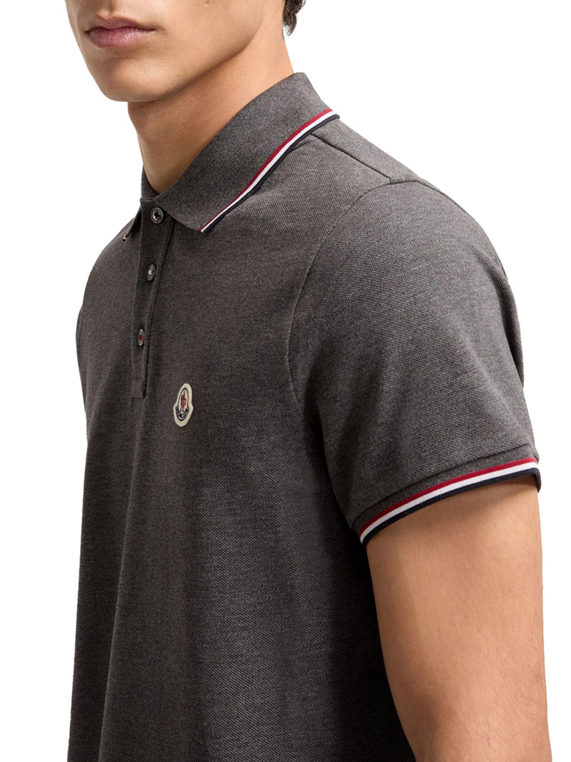 COTTON PIQUET POLO SHIRT WITH TRICOLOR TRIM