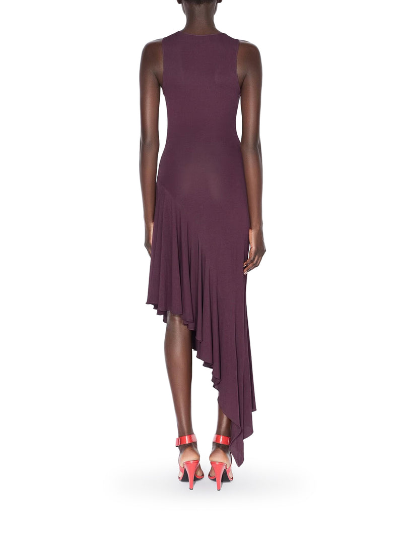 ASYMMETRICAL FLUID JERSEY DRESS