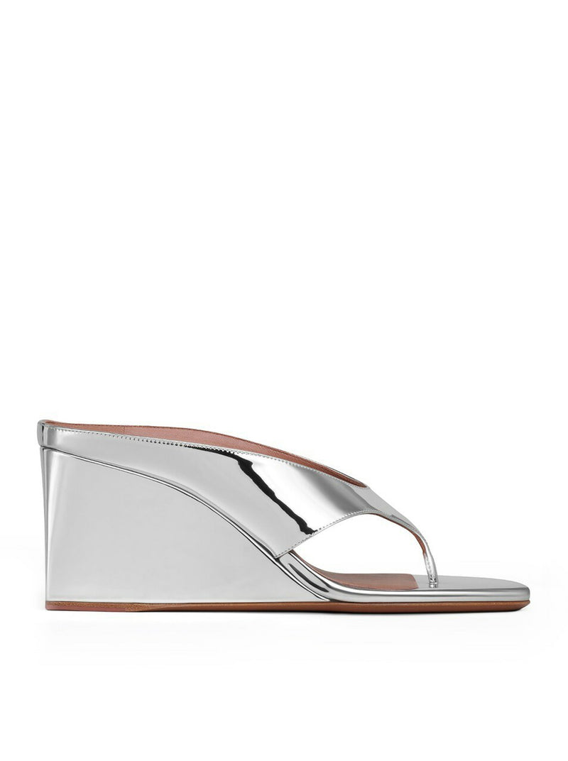 CUBE FLIP-FLOPS IN SHINY LEATHER WITH A MIRROR EFFECT