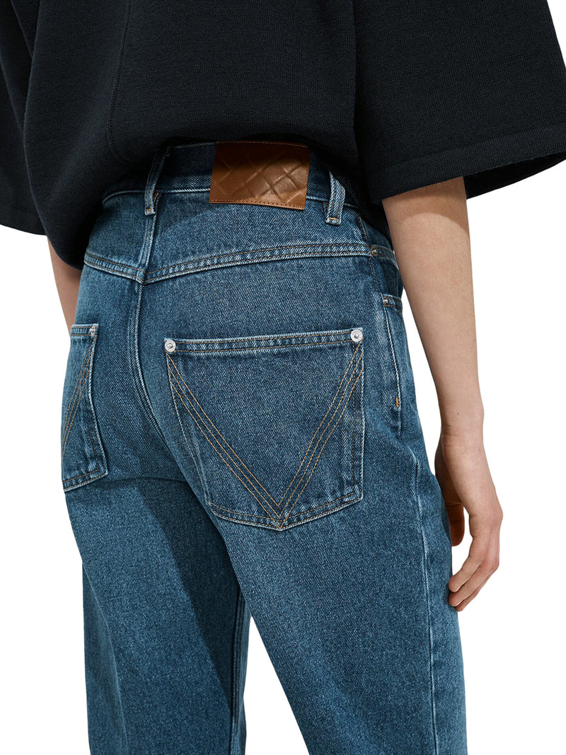 MEDIUM INDIGO WASH FLARED JEANS