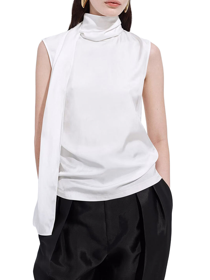 SILK STRETCH SATIN TOP