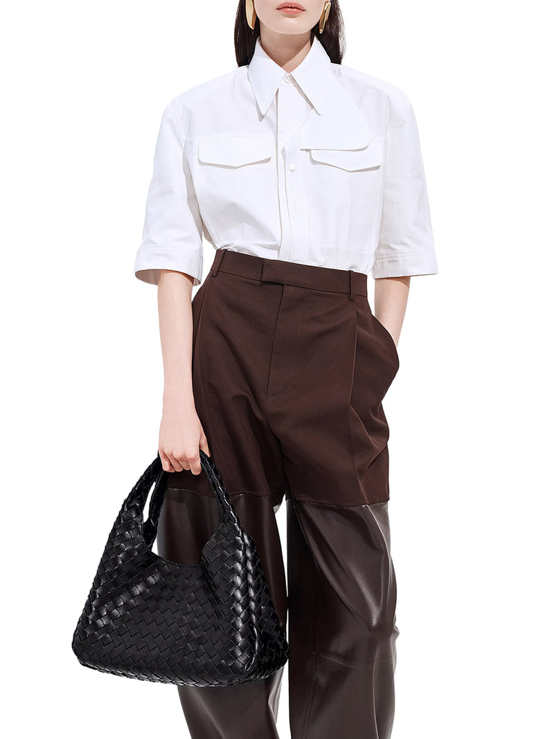 WOVEN LEATHER BELL BAG