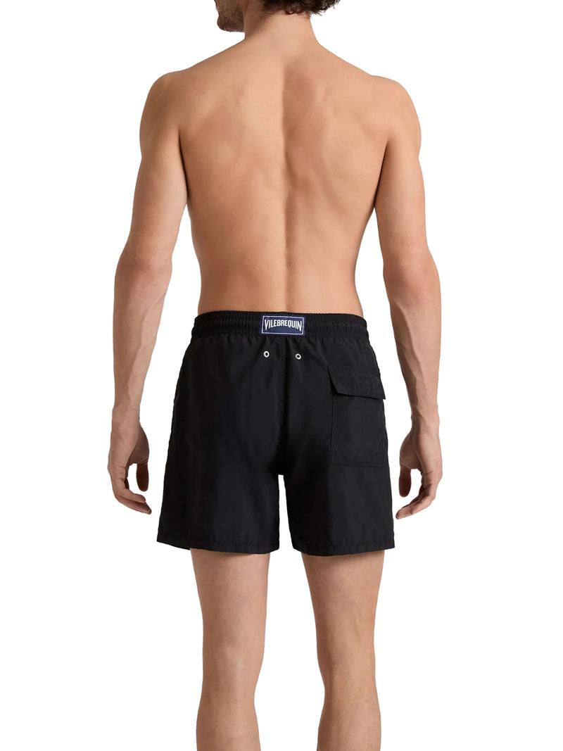 SINGLE COLOR SWIMSUIT WITH ENGRAVED LOGO