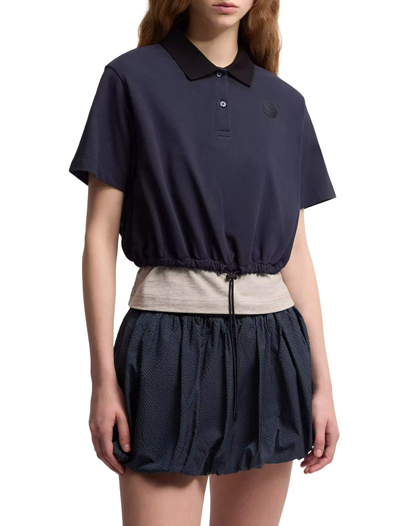 PIQUE POLO SHIRT WITH DRAWSTRING AT THE BOTTOM