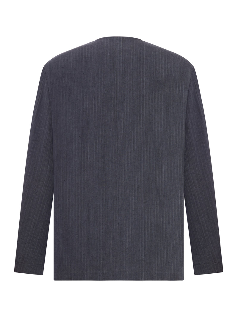 PINSTRIPED LINEN KOREAN JACKET