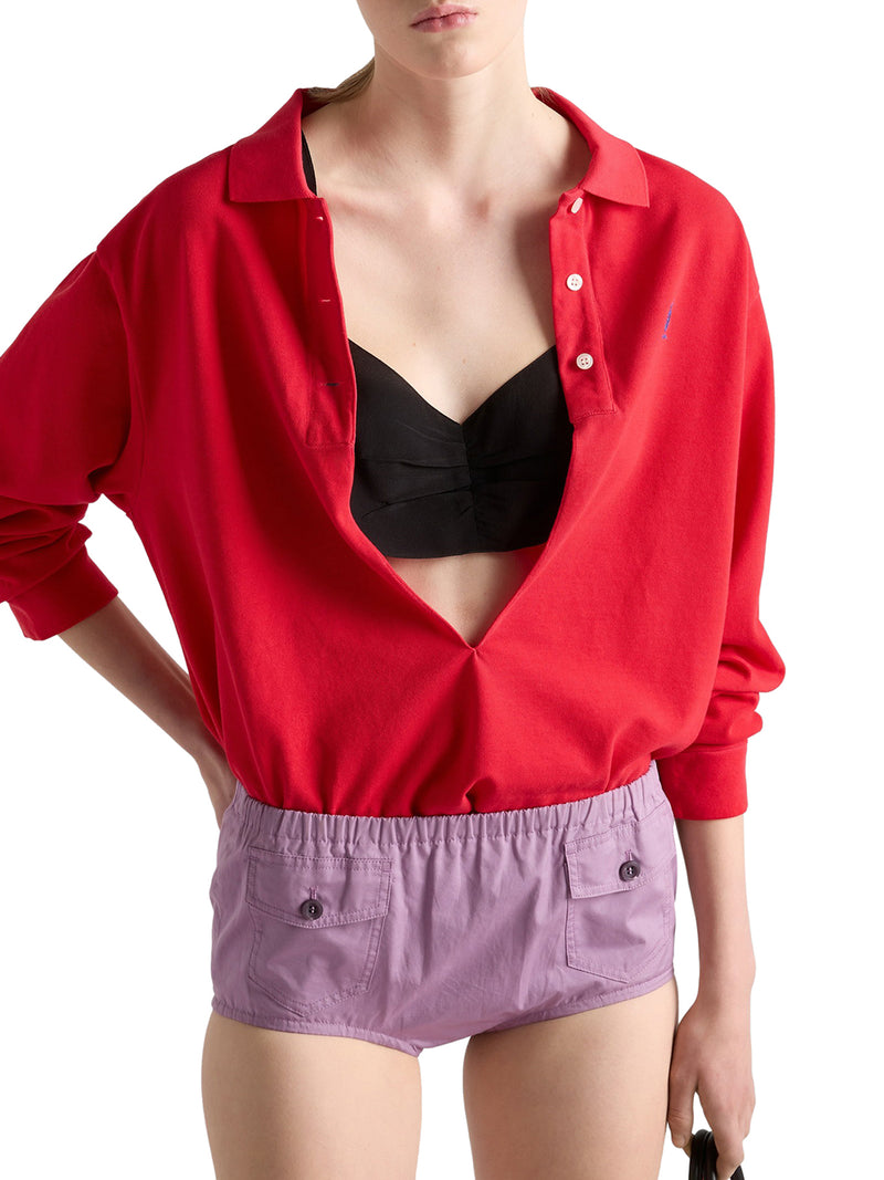 LONG-SLEEVED COTTON PIQUET POLO SHIRT