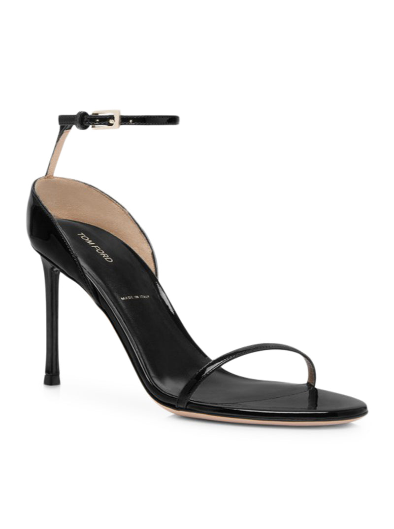 VERTIGO PATENT LEATHER SANDAL WITH ANKLE STRAP