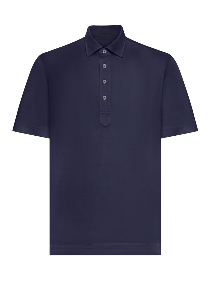 SILK AND COTTON KNITTED POLO SHIRT