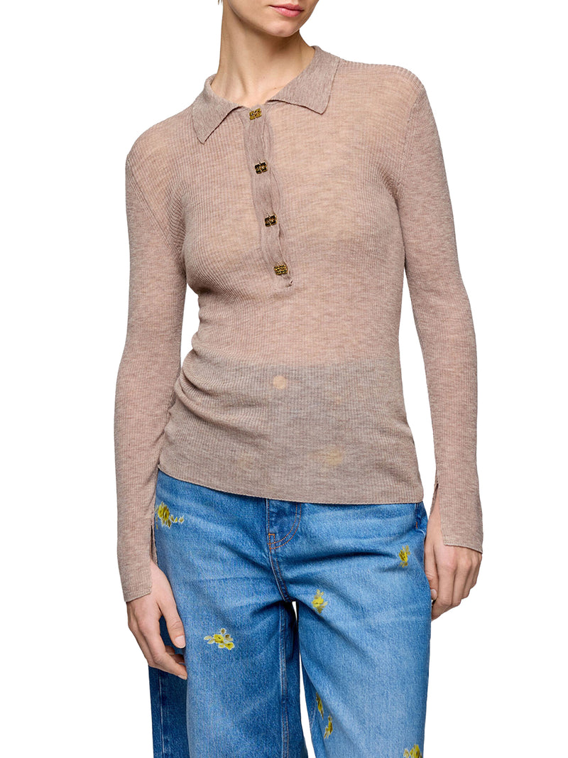 SEMI-TRANSPARENT WOOL POLO