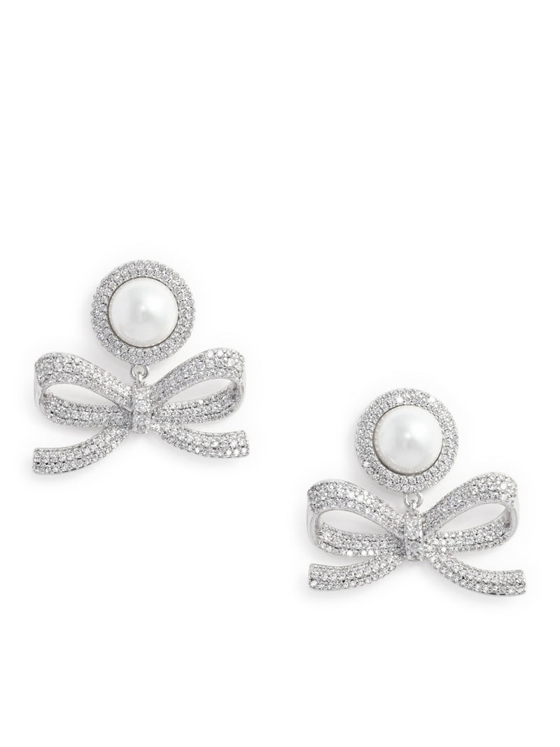 PEARL BOW DANGLE EARRINGS
