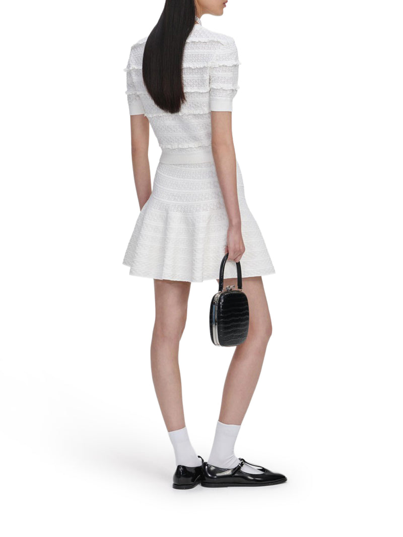 WHITE POINTELLE KNIT TOP