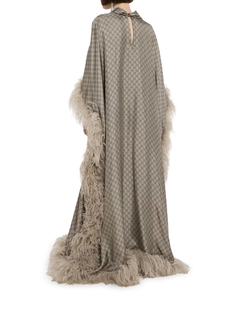 LONG PRINTED SILK TWILL DRESS