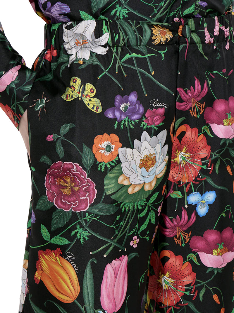 PRINTED SILK TWILL TROUSERS