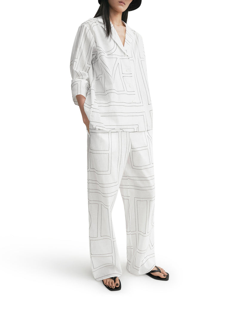 COTTON BLEND SHIRT WITH MONOGRAM EMBROIDERY