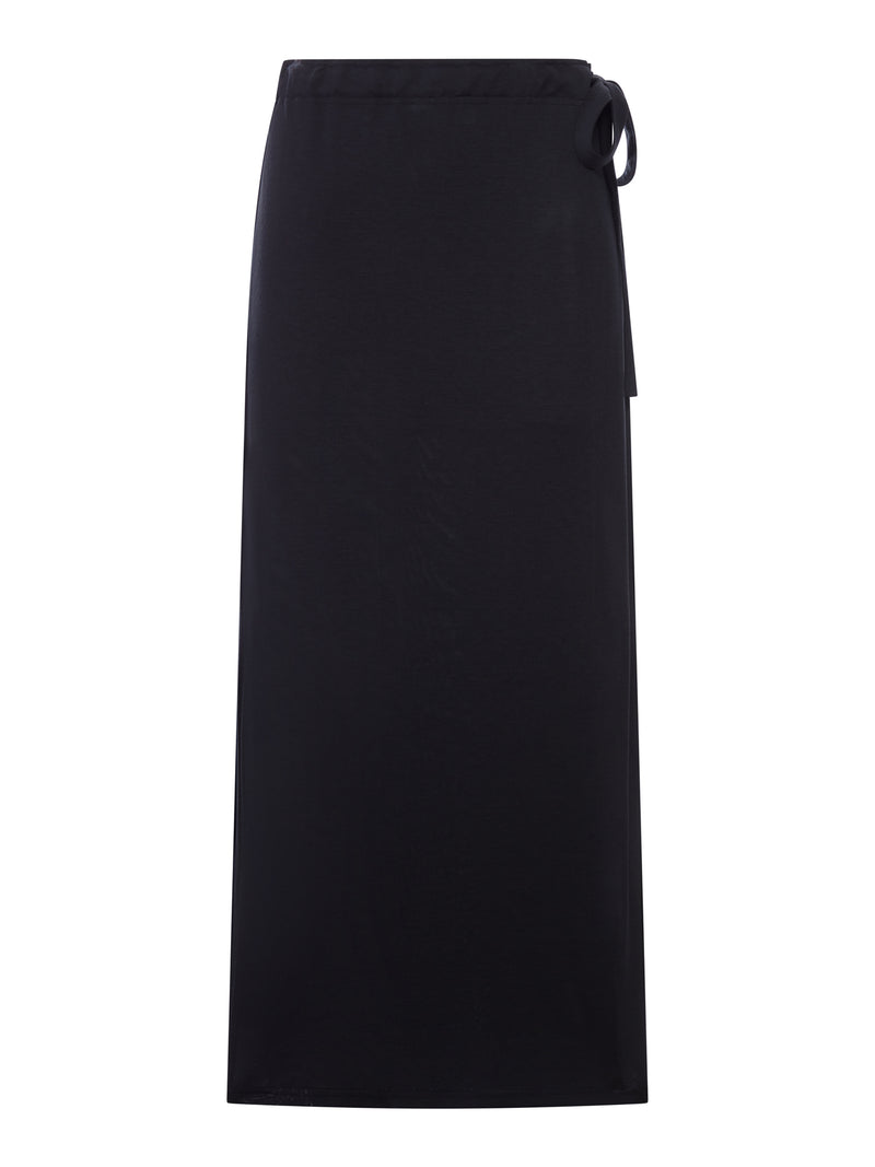 LONG COTTON AND SILK WRAP SKIRT