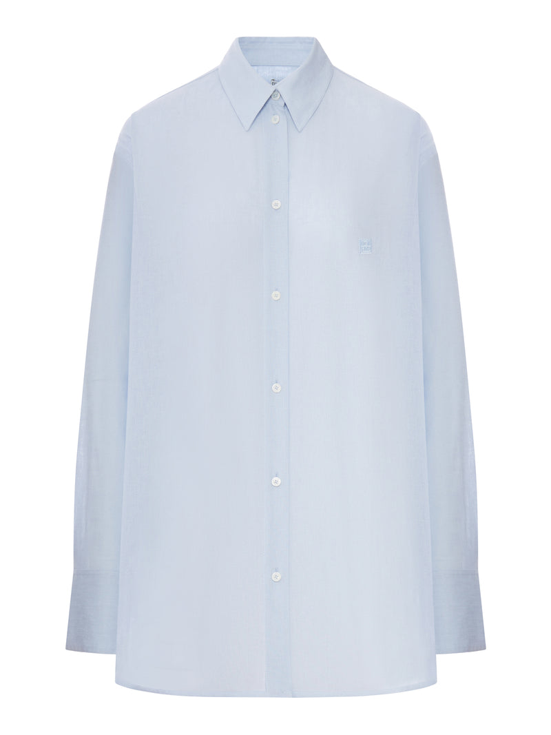 OVERSIZED SKY COTTON AND LINEN BLEND SHIRT