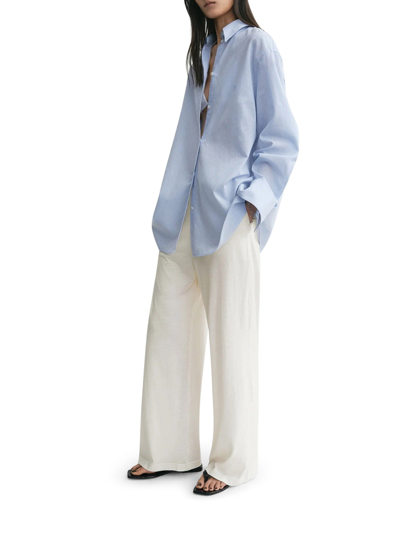 OVERSIZED SKY COTTON AND LINEN BLEND SHIRT