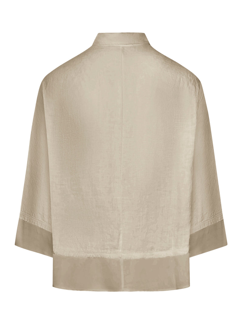 3/4 SLEEVE LINEN SHIRT WITH GEORGETTE INSERTS