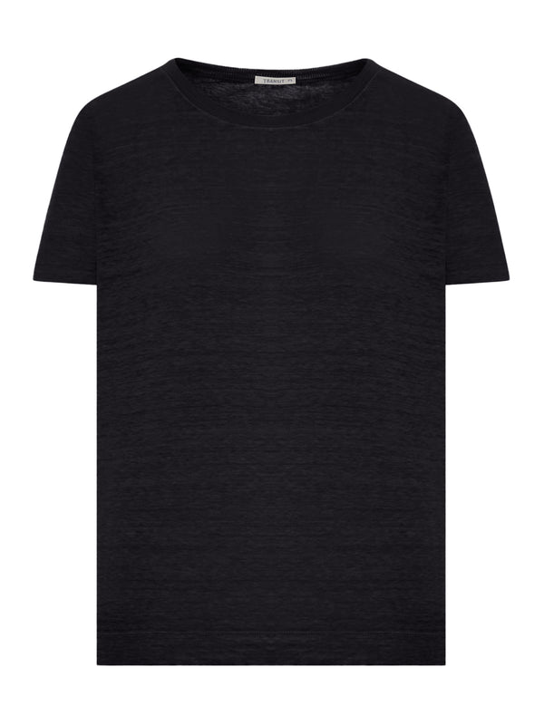 CREW NECK T-SHIRT IN MELANGE EFFECT LINEN