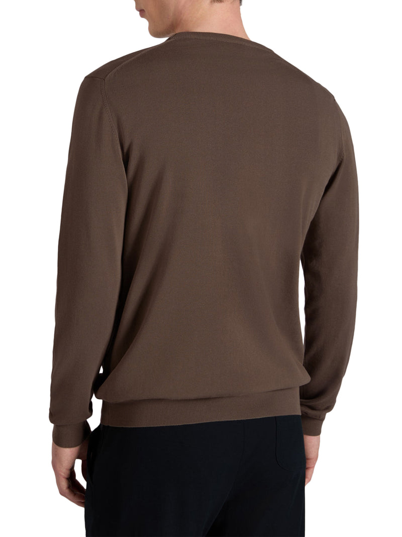 SLIM FIT CREW NECK SWEATER IN COTTON CREPE